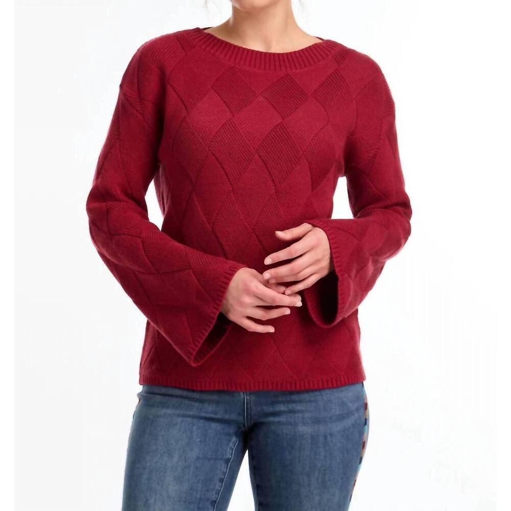 NEW FDJ long sleeve boat neck sweater in red pattern